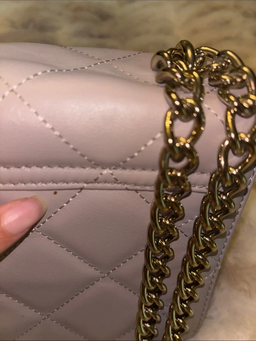 Kate spade Quilted Gray/Pink Leather Bag with Gold Logo